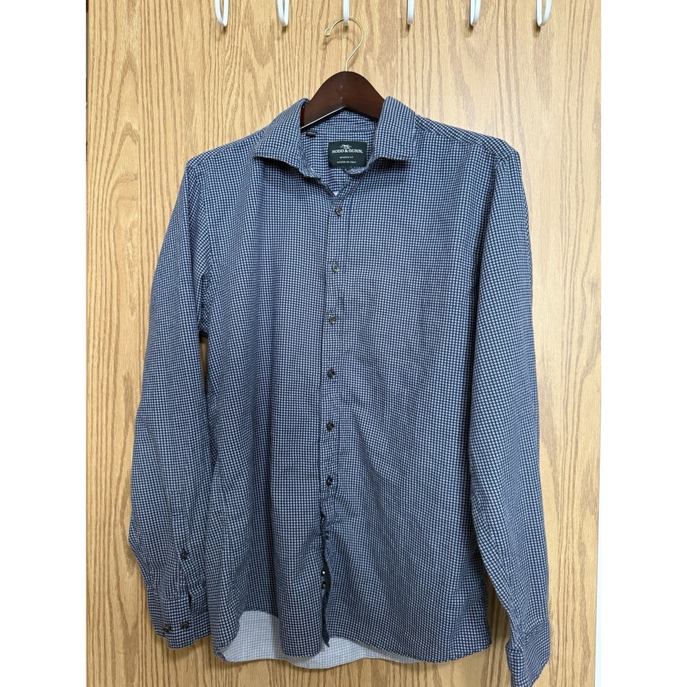 Rodd Gunn Shirt Men's Large Sport Fit Long Sleeve Button Up Polka Dot Geo Print
